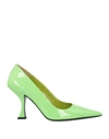 By Far Woman Pumps Green Size 11 Soft Leather In Green