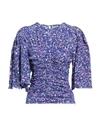 ISABEL MARANT ISABEL MARANT WOMAN TOP BLUE SIZE 10 SILK, ELASTANE