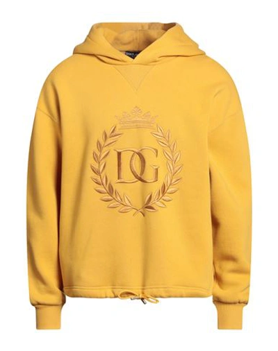 Dolce & Gabbana Man Sweatshirt Ocher Size S Cotton, Polyester, Viscose, Elastane In Yellow