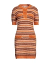Marni Brown & Orange Striped Minidress In Orange