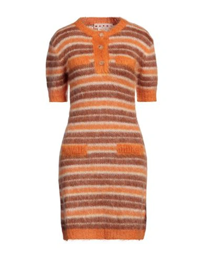 Marni Brown & Orange Striped Minidress In Rgm38 Clay