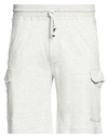 BRUNELLO CUCINELLI BRUNELLO CUCINELLI MAN SHORTS & BERMUDA SHORTS LIGHT GREY SIZE M COTTON, LINEN, ELASTANE