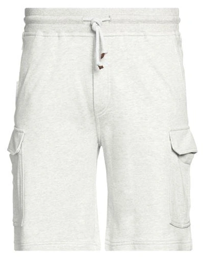 Brunello Cucinelli Man Shorts & Bermuda Shorts Light Grey Size L Cotton, Linen, Elastane