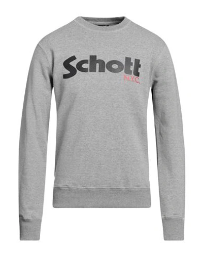 Schott Man Sweatshirt Grey Size M Cotton, Polyester