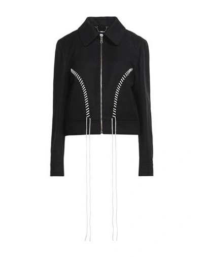 Chloé Woman Jacket Black Size 8 Virgin Wool, Linen, Silk