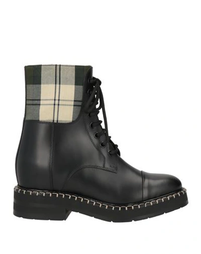 Chloé Woman Ankle Boots Black Size 7 Leather, Textile Fibers