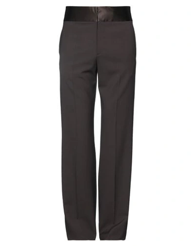 Valentino Dark Brown Silk-wool Blend Trousers In Ebony