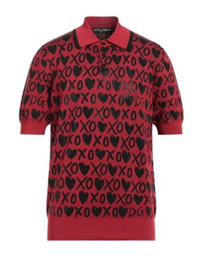 Dolce & Gabbana Man Sweater Red Size 46 Silk, Polyurethane, Polyamide, Polyester