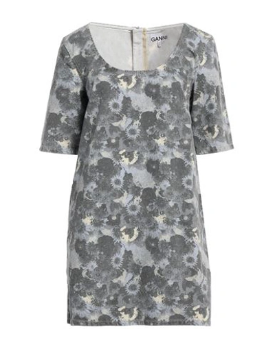 Ganni Woman Mini Dress Lead Size 6 Cotton In Grey