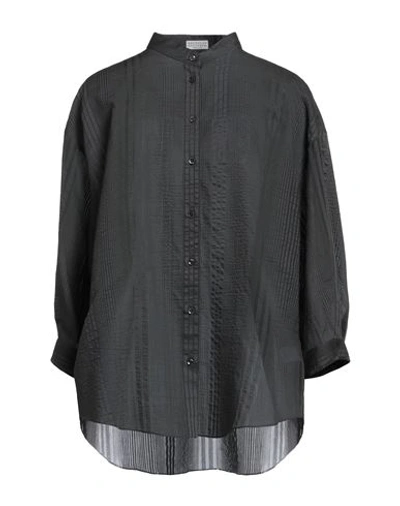 Brunello Cucinelli Woman Shirt Charcoal Size M Cotton, Silk In Grey