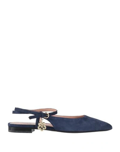 Pollini Woman Ballet Flats Navy Blue Size 11 Leather