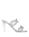 VALENTINO GARAVANI VALENTINO GARAVANI WOMAN SANDALS SILVER SIZE 8 SOFT LEATHER, PLASTIC