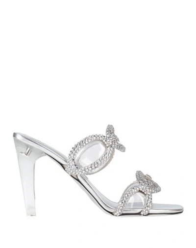 VALENTINO GARAVANI VALENTINO GARAVANI WOMAN SANDALS SILVER SIZE 6 SOFT LEATHER, PLASTIC