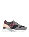 Dolce & Gabbana Hogan Woman Sneakers Lead Size 5.5 Leather, Textile Fibers In Grey