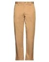 Burberry Logo-tag Cotton Straight-leg Trousers In Beige