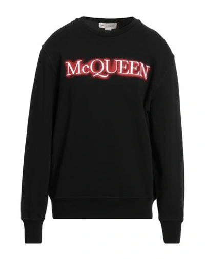 ALEXANDER MCQUEEN ALEXANDER MCQUEEN MAN SWEATSHIRT BLACK SIZE XL COTTON, ELASTANE