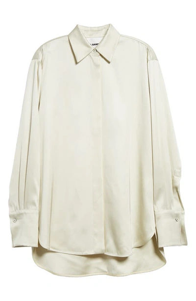 Jil Sander Satin Long-sleeve Collared Shirt In Ivory