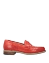 Damy Woman Loafers Coral Size 10 Leather In Red