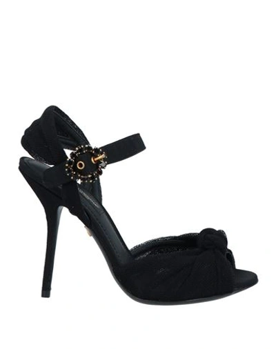 Dolce & Gabbana Woman Sandals Black Size 6 Leather, Textile Fibers