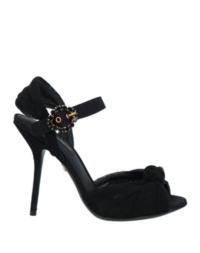 Dolce & Gabbana Black Suede Crystals Keira Sandals Shoes