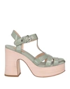 Agl Attilio Giusti Leombruni Agl Woman Sandals Sage Green Size 10 Leather In Sage Green