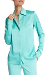 Michael Kors Hansen Charmeuse Button-front Shirt In Seafoam