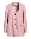 Ganni Woman Blazer Pink Size L/xl Viscose, Polyester, Elastane In Pink
