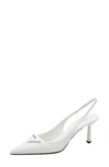 Prada Spazzolato 75 Leather Slingback Pumps In White