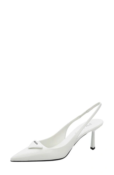 Prada Modellerie Pointed Toe Slingback Pump In White