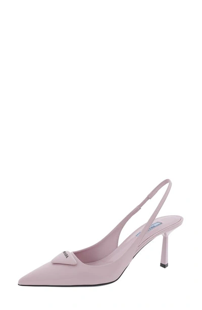 Prada Modellerie Pointed Toe Slingback Pump In Alabaster Pink