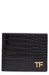 TOM FORD T-LINE CROC EMBOSSED PATENT LEATHER CARD HOLDER EMBOSSED PATENT LEATHER CARD HOLDERCROCT-LINE