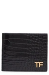 Tom Ford Alligator Printed Leather Bifold Wallet In Black
