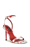 Nine West Women's Reina Almond Toe Stiletto Dress Sandals Women's Shoes In Metallic Red- Faux Leather
