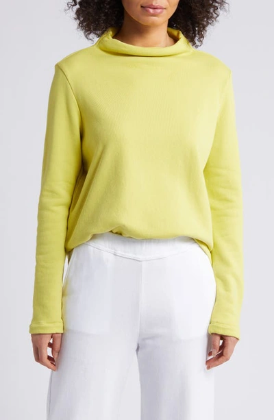 Eileen Fisher Funnel-neck Organic Cotton Top In Citron