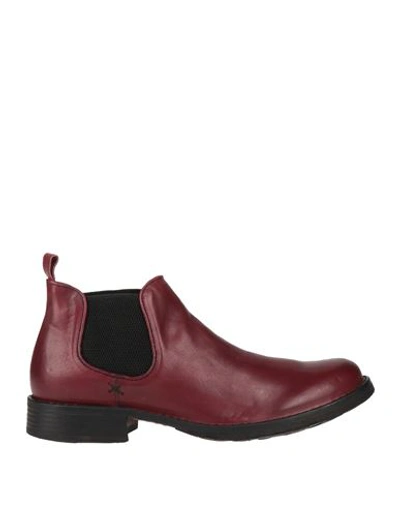 Fiorentini + Baker Fiorentini+baker Man Ankle Boots Burgundy Size 7 Leather In Red