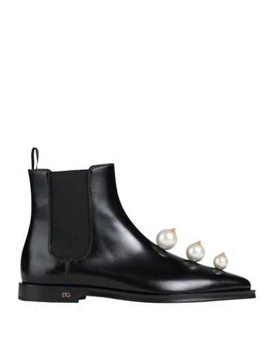 Dolce & Gabbana Woman Ankle Boots Black Size 7 Calfskin, Polyester, Elastane