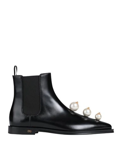 Dolce & Gabbana Woman Ankle Boots Black Size 5.5 Calfskin, Polyester, Elastane