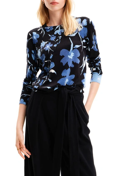 Desigual Floral-print Asymmetric-print Sweater In Multi