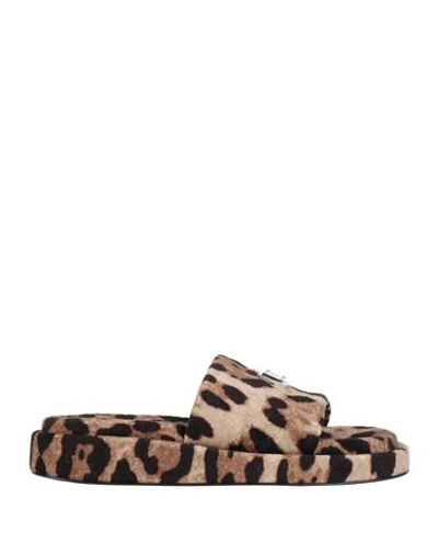 Dolce & Gabbana Leopard Print Sponge Sandals In Beige