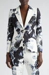 ALEXANDER MCQUEEN CHIAROSCURO FLORAL PEAKED LAPEL ONE-BUTTON JACKET