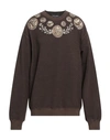 Dolce & Gabbana Coin Print Cotton Sweatshirt In Brown