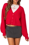 Edikted Women's Sabrina Chunky Knit Cropped Cardigan In Red