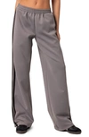 Edikted Robyn Side Stripe Track Pants In Dark-gray