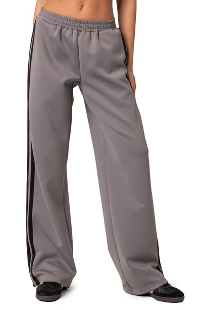 Edikted Robyn Side Stripe Track Pants In Dark-gray