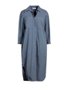 Peserico Easy Woman Midi Dress Slate Blue Size 6 Cotton, Polyamide, Elastane