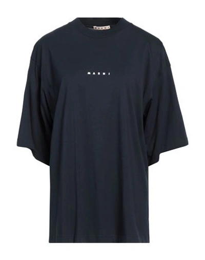 Marni Woman T-shirt Midnight Blue Size 10 Cotton In Blue