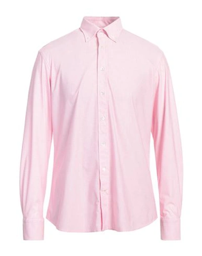 Traiano Man Shirt Pink Size 17 Polyester, Polyamide, Elastane