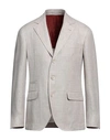 Brunello Cucinelli Man Blazer Ivory Size 46 Linen, Wool, Silk In Grey