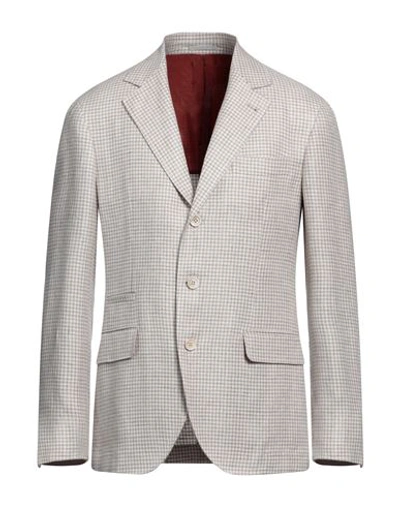 Brunello Cucinelli Man Blazer Dove Grey Size 40 Linen, Wool, Silk