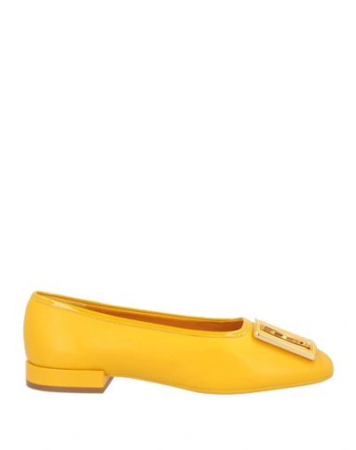 Ferragamo Woman Ballet Flats Yellow Size 7 Lambskin